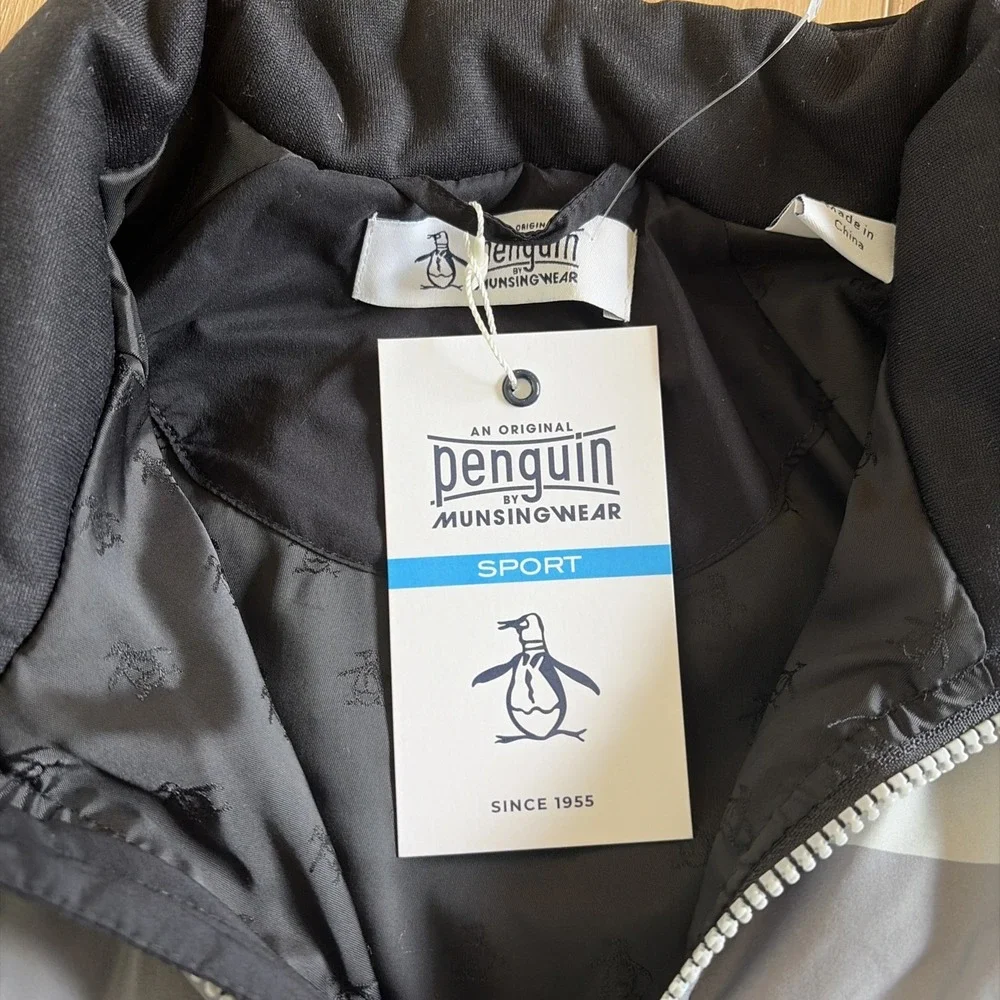 Original Penguin Golf Jacket Insulated Stripe Colorblock Black Medium Nwt